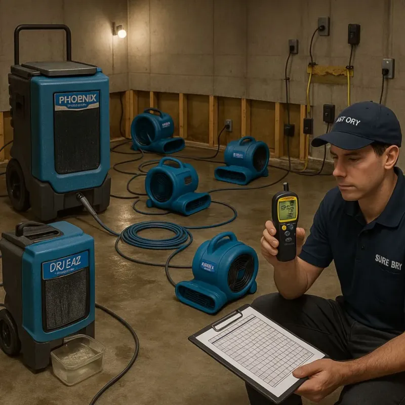 Structural Drying and Dehumidification process in Hayfield, MN
